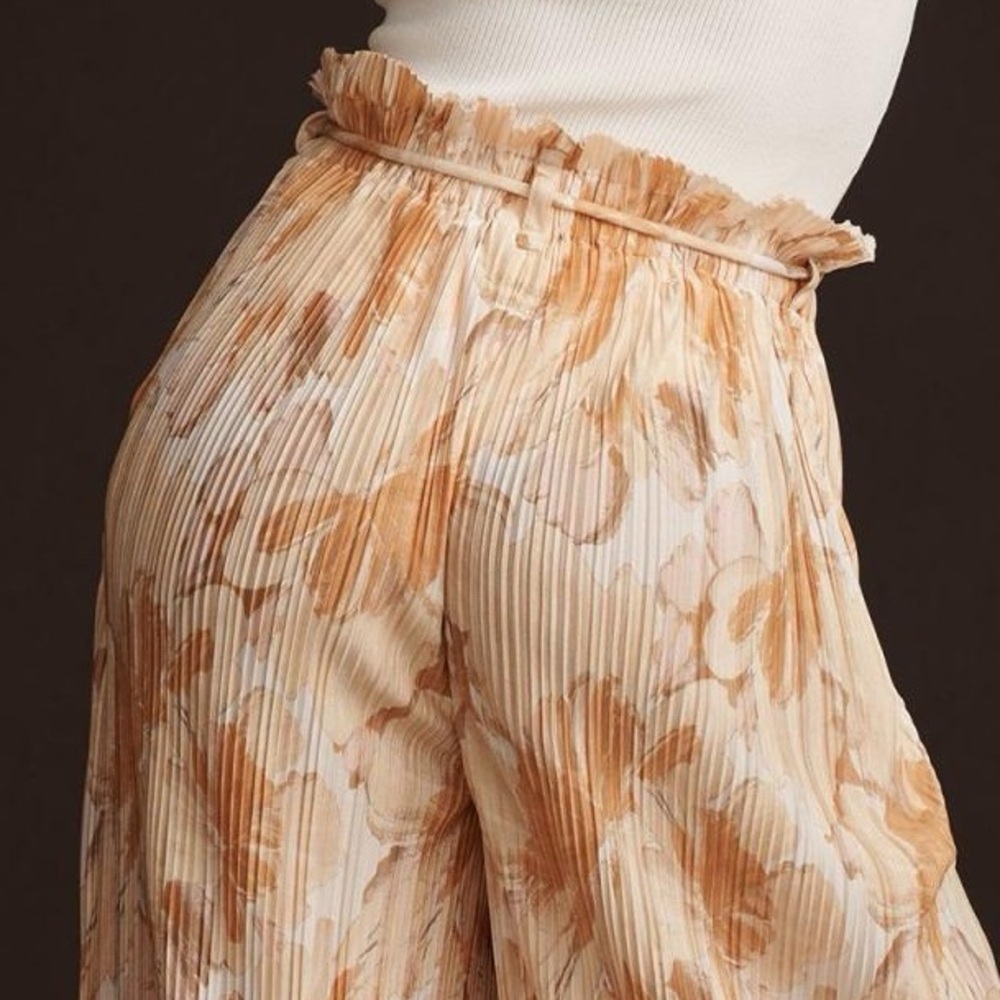 Anthropologie Significant Other Marlie Plisse Wide Leg Pants Tan Size 8 NWT - Picture 4 of 8